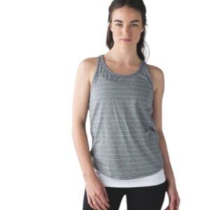Lululemon Yogi Everyday Tank Short in Serve Stripe Heathered Medium Grey White